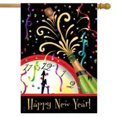 Briarwood Lane Happy New Year Clock House Flag Champagne Bottle 2