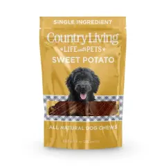 Country Living Sweet Potato Chips Dog Treats &ndash; 8oz Bag &ndash; 100% Natural, Single-Ingredient