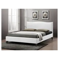 Queen Battersby Modern Bed with Upholstered Headboard White - Baxton Studio
