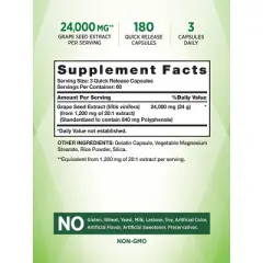 Nature's Truth Grape Seed Extract 24,000mg | 180 Capsules