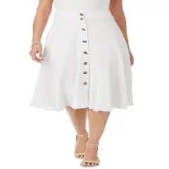 Jessica London Women&rsquo;s Plus Size Button-Front Gauze Midi Skirt