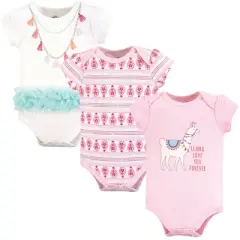 Little Treasure Baby Girl Cotton Bodysuits 3pk, Llama