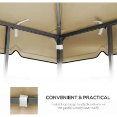 Gulches 10x10 Ft Outdoor Patio Gazebo Replacement Canopy - Double Tiered Roof Top Cover Only (Frame Not Included) - Great Wall Border Design, Tan