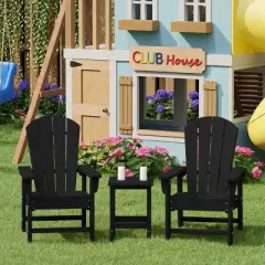WestinTrends Malibu Kids 3-Piece Outdoor HDPE Adirondack Chairs With Square Side Table Set
