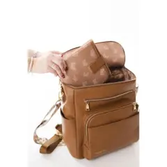 Vegan Leather Diaper Bag | Melted Chocolate | Charlie Lou Baby