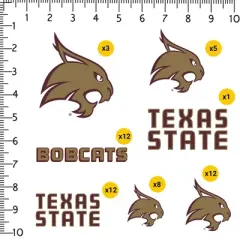Texas State University Wordmark Logo 50ct Vinyl Large Deluxe Stickers Variety Pack