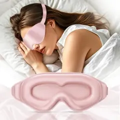 3D Deep Contoured Zero Pressure Sleep Eye Mask for Men and Women, Blackout Blindfold with Adjustable Strap for Travel, Home, Nap , Pink