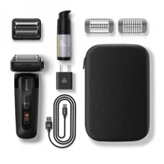 Manscaped The Chairman Pro Essentials Kit, Electric Foil Face Shaver and SkinSafe Stubble Trimmer with Soothing Aftershave Serum