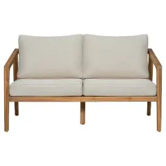 Christopher Knight Home Osborn 48" Rustic Outdoor Slat Design Acacia Wood Loveseat with Cushion