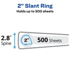 Avery Durable View 3 Ring Binders, 2 Inch Slant Rings, 2 White Binders (46041)