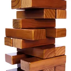 Yard Games Large Jr. Tumbling Timbers Wood Stacking Party Tailgate Backyard Game Indoor Outdoor with Carrying Case for Kids Adults, 21 Inch, Stained