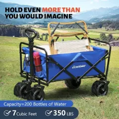 Acoinel Heavy Duty 350 Lbs Capacity Collapsible Wagon, Outdoor Folding Camping Wagons, Grocery Portable Utility Cart