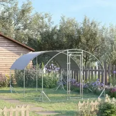 Resenkos Rabbit Hutch, Duck Cage Hutch,Chicken Coop,Large Metal Chicken Coop with Waterproof and Anti-UV Cover Silver