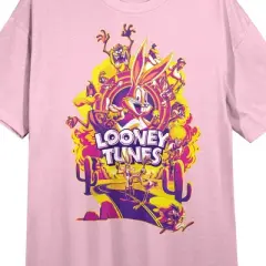 WB 100 Poster Series: Looney Tunes Women's Pink Short Sleeve Sleep Shirt