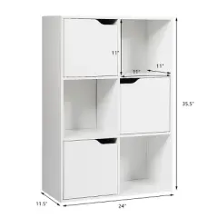 Costway 6 Cube Bookcase Cabinet Wood Bookcase Storage Shelves Room Divider Organization