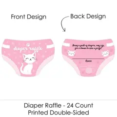 Big Dot of Happiness Purr-fect Kitty Cat - Diaper Shaped Raffle Ticket Inserts - Kitten Meow Baby Shower Activities - Diaper Raffle Game - Set of 24