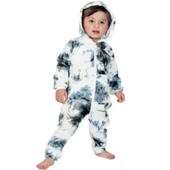 Joggies - TieDye Black Infant Footless Hoodie Onesie