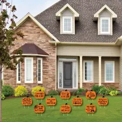 Big Dot of Happiness Funny Trick or Treat? - Pumpkin Lawn Decoration Signs - Outdoor Halloween Yard Decorations - 10 Piece