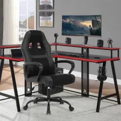 BestMassage Gaming Chair Office Chair with Lumbar Support Adjustable Height PU Leather Executive Chair for Women Men Adults