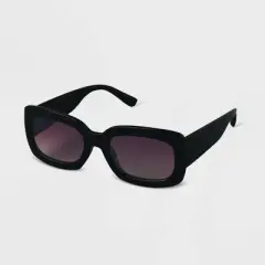 Women's Plastic Rectangle Sunglasses Black - A New Day&trade;