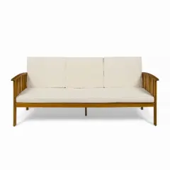 GDFStudio Dupont Outdoor Acacia Wood 3 Seater Sofa with Cushions