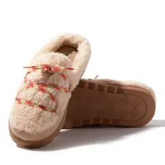Dearfoams Women's Giselle Lace Up Teddy Clog Slipper
