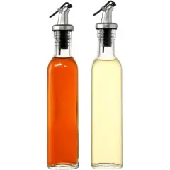 Juvale 2-Pack 8.5oz 250ml Olive Oil and Vinegar Cruets Glass Dispensers Bottles
