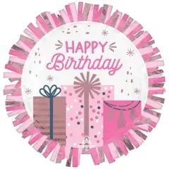 LoonBalloon 24 Inch Pastel Pink Gift Birthday Balloon with 4 Pink Latex Balloons- Festive & Fun