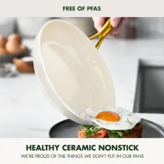 GreenPan Studio 12pc Aluminum Ceramic Nonstick Cookware Set Linen: Lifetime Warranty, Dishwasher-Safe, Non-Induction