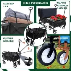 YONWAY Multi-use Wagon,Collapsible Foldable Wagon Cart Beach Wagon for for Camping 3pcs Plastic Liner Bag/Cover