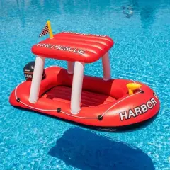 Zone Tech Fireboat Squirter Inflatable Pool Toy and Inflatable Patrol Boat Pool for Kids Cool Retro Style for Beach Ocean Pool Lake Extra Floatie