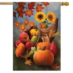 Briarwood Lane Bountiful Cornucopia Autumn House Flag Fruit Flowe