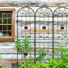 2 Pack Metal Garden Trellis 86.7" x 19.7" Rustproof Trellis for Climbing Plants Outdoor Flower Support Black