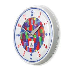 12.75" x 1.5" Watercolor Paints Children's Decorative Wall Clock White Frame - By Chicago Lighthouse