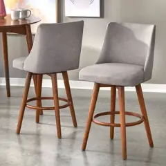 Set of 2 24" Derby Swivel Counter Height Barstools Walnut/Gray - Lifestorey