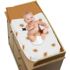 Sweet Jojo Designs Boy or Girl Gender Neutral Unisex Changing Pad Cover Boho Sun White and Orange