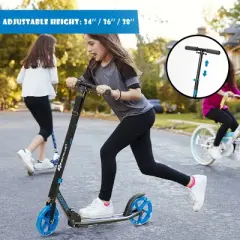 Costway Folding Sports Kick Scooter w/LED Wheels for Kids Teens Pink\ Blue