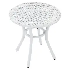 Crosley Palm Harbor Outdoor Wicker Round Side Table in White