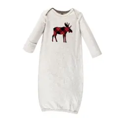 Hudson Baby Infant Unisex Cotton Gowns, Moose, 0-6 Months