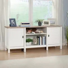 Cottage Road TV Stand for TVs up to 65" with Doors Soft White - Sauder