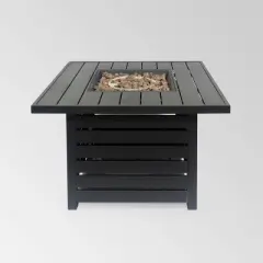 Rene Square 39.25" Iron Gas Fire Pit Matte Black - Christopher Knight Home