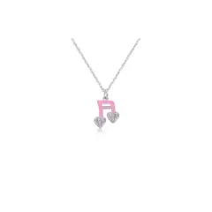 Chanteur Hypoallergenic Kids Jewelry Accessories Note Pink Crystal White Gold Palladium Plating Necklace