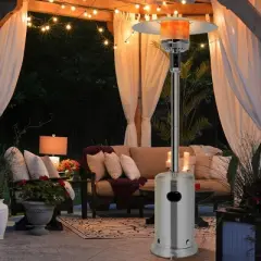 Costway 48000 BTU Stainless Steel Propane Patio Standing LP Gas Heater W/ Wheels