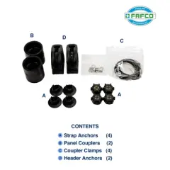 FAFCO Panel Installation Kit for In-Ground Swimming Pool Solar Heating Systems, Includes Strap Anchors, Panel Couplers, Coupler Clamps & Head Anchors