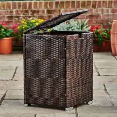 Teamson Home Gas Tank Wicker Cover Table for 20 lb Propane Tanks, Brown