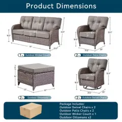 7 Pieces Gymojoy Sofa Chairs Ottoman with Swivel Chairs