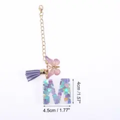Unique Bargains Heart Sequin Letter M Butterfly Tassel Water Cup Pendant Purple 1 Pc