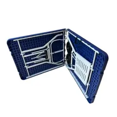 HOMLUX 6ft Portable Folding Table Sets with 4 Chairs, Built-in Wheels, Indoor Outdoor Camping