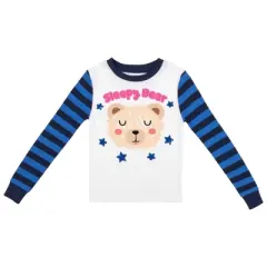 Sleepy Bear Youth Girls Blue & Black Striped Long Sleeve Shirt & Sleep Pants Set