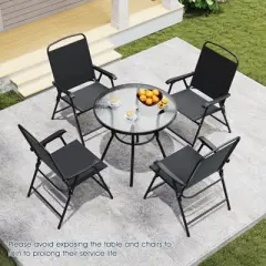 Costway 6 Pieces Patio Dining Set with Umbrella Outdoor Table and Chairs Set for Garden